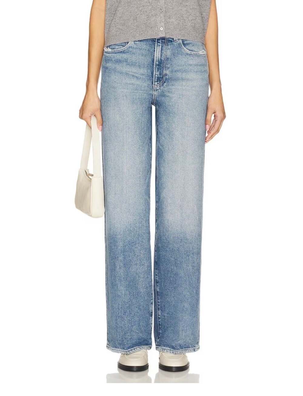 PAIGE Sasha Wide Leg Jeans in Cats Meow Distressed Denim Size 27 HEMMED